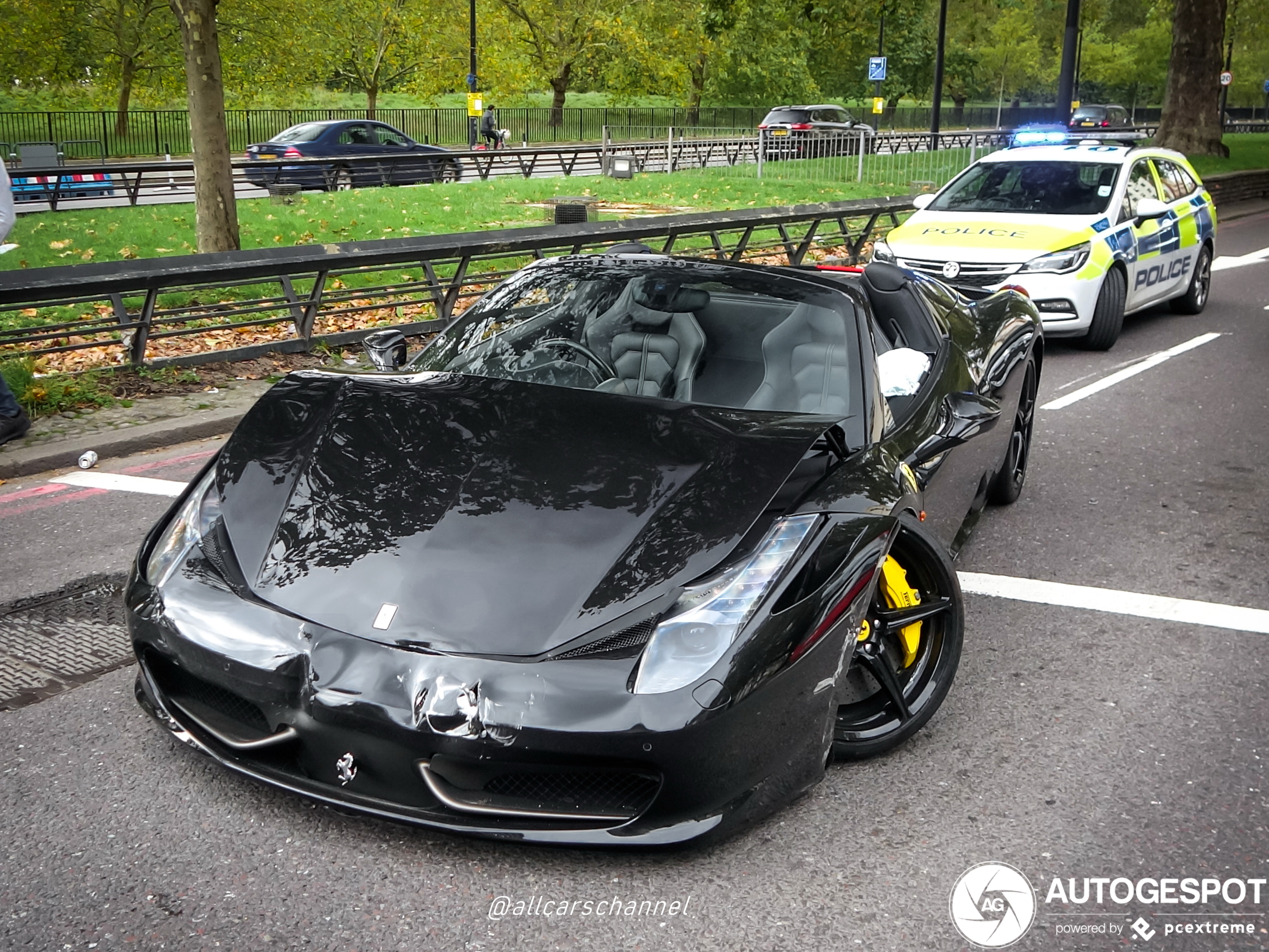 The wheels of this Ferrari aren't mounted as they are supposed to be