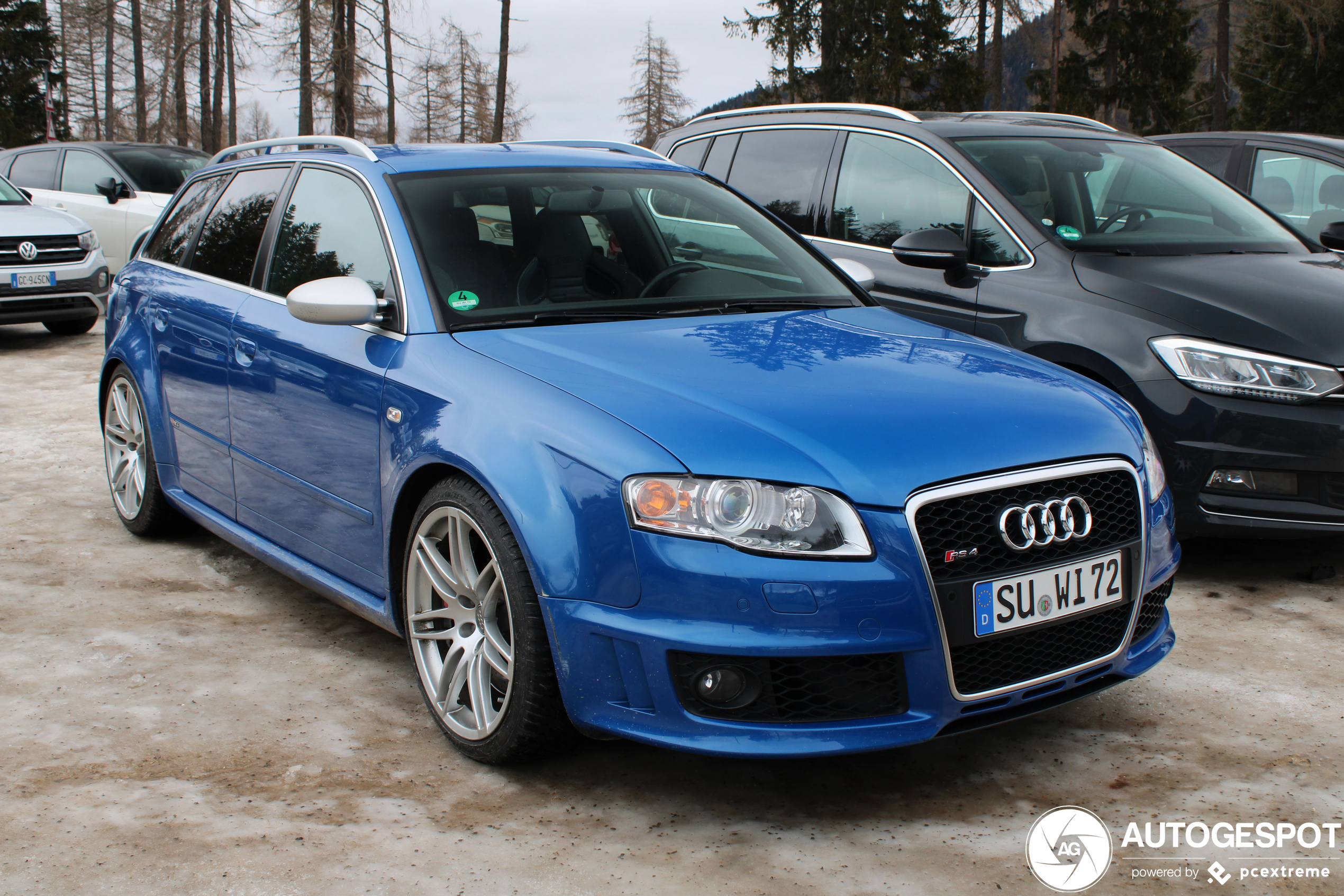 Blauwe RS4 is heerlijk wintersport vervoer