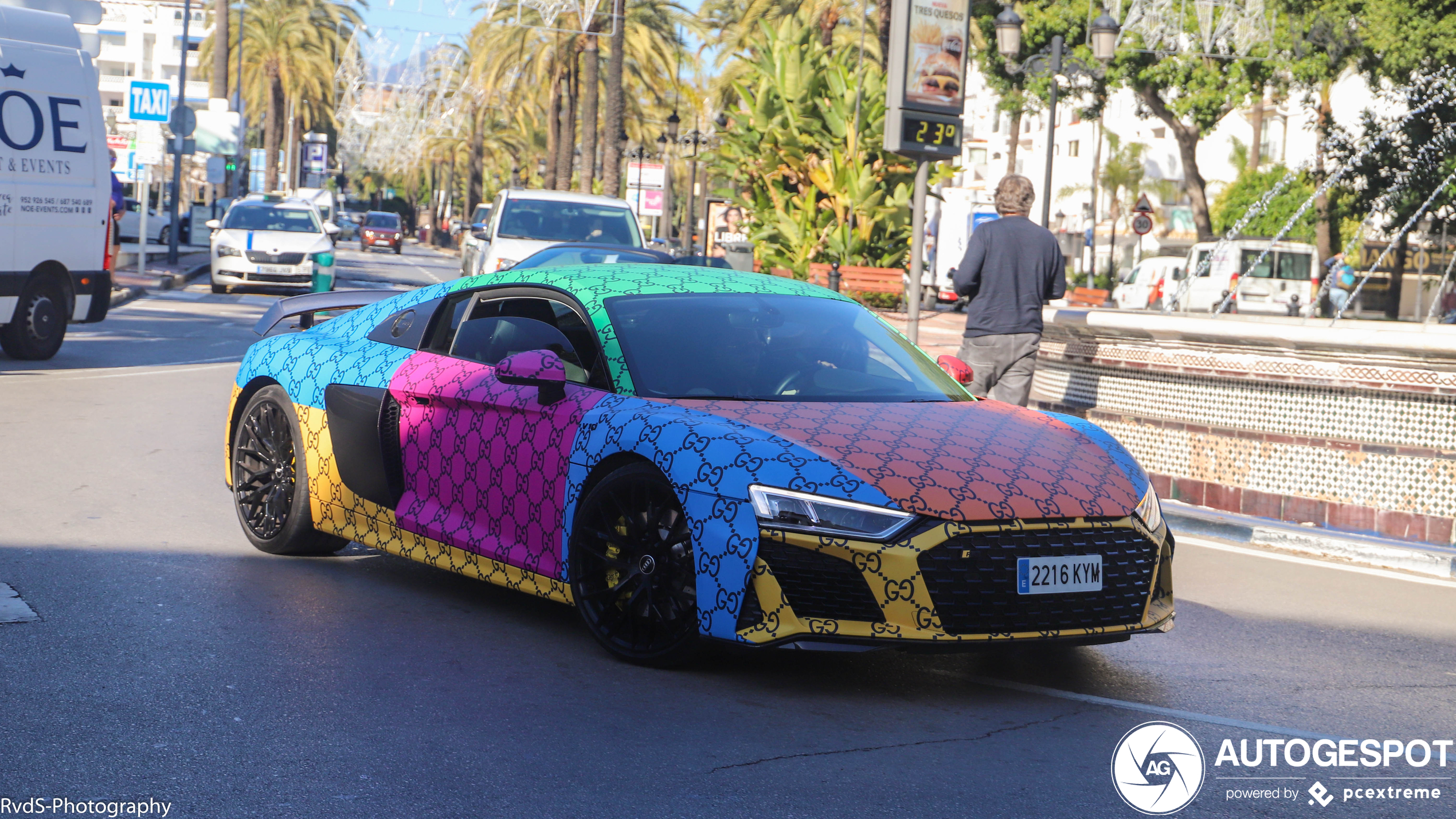 Een erg vrolijke Audi R8 in Marbella