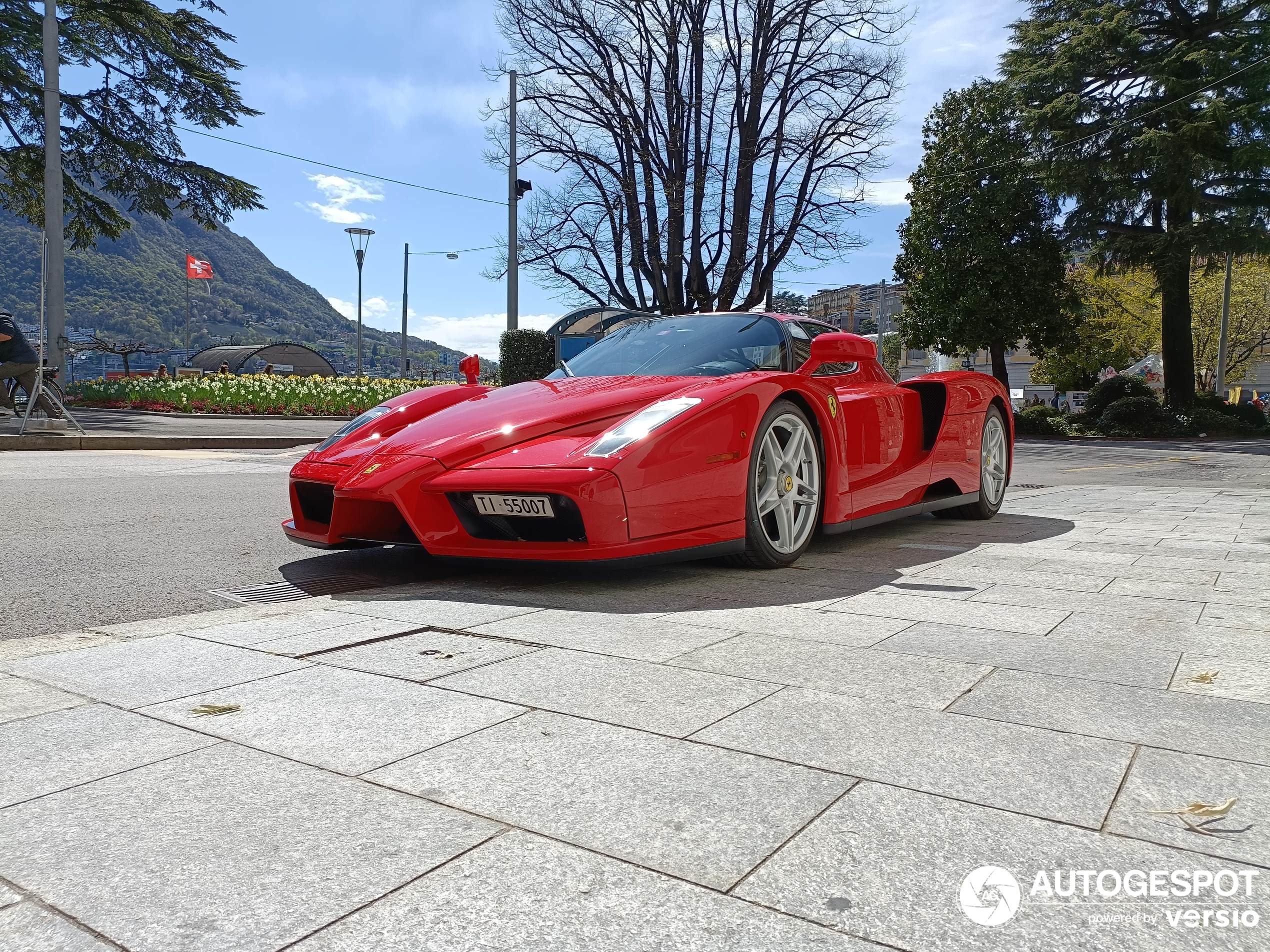 An Enzo Ferrari was parked in Lugano