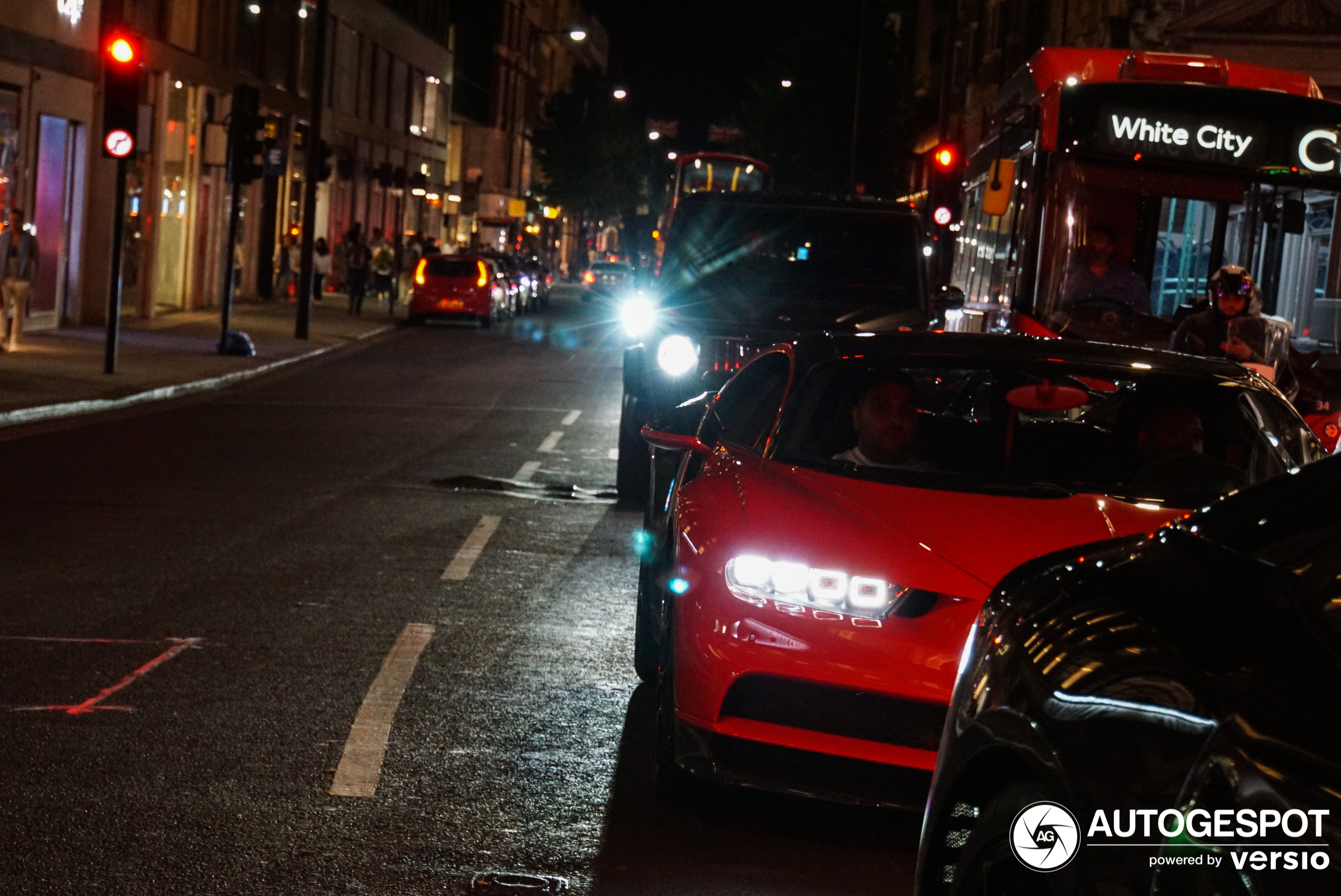 A rare sighting: a red Chiron Sport