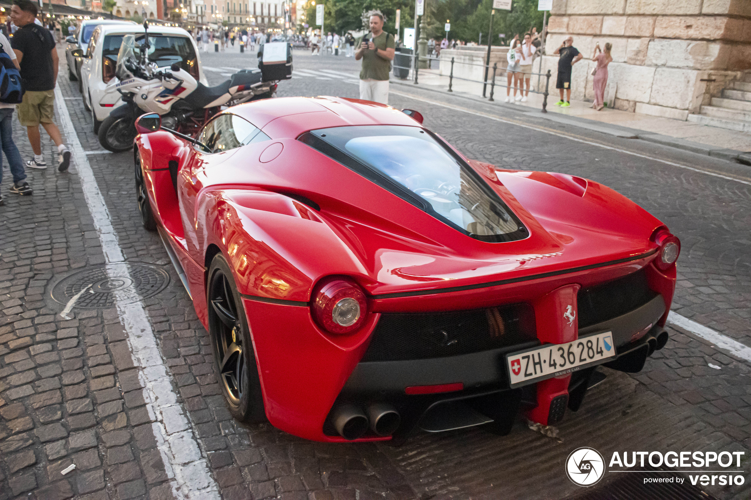 A rare Laferrari with a bodycolored roof shows up in Verona
