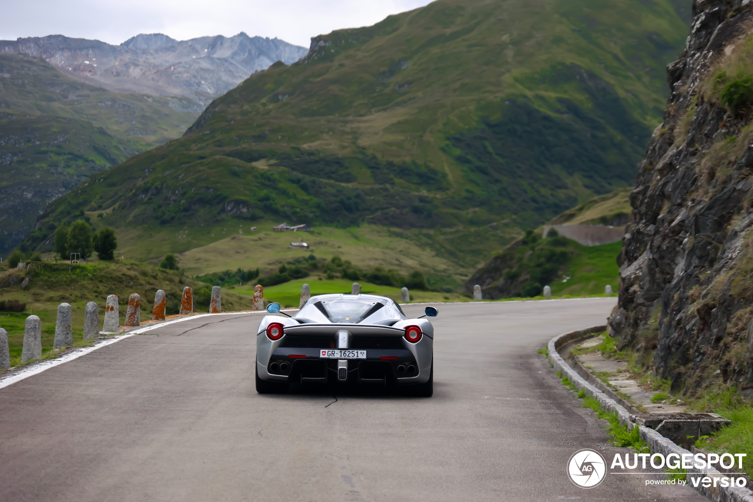 A rare silver Laferrari shows up on the Furkapass