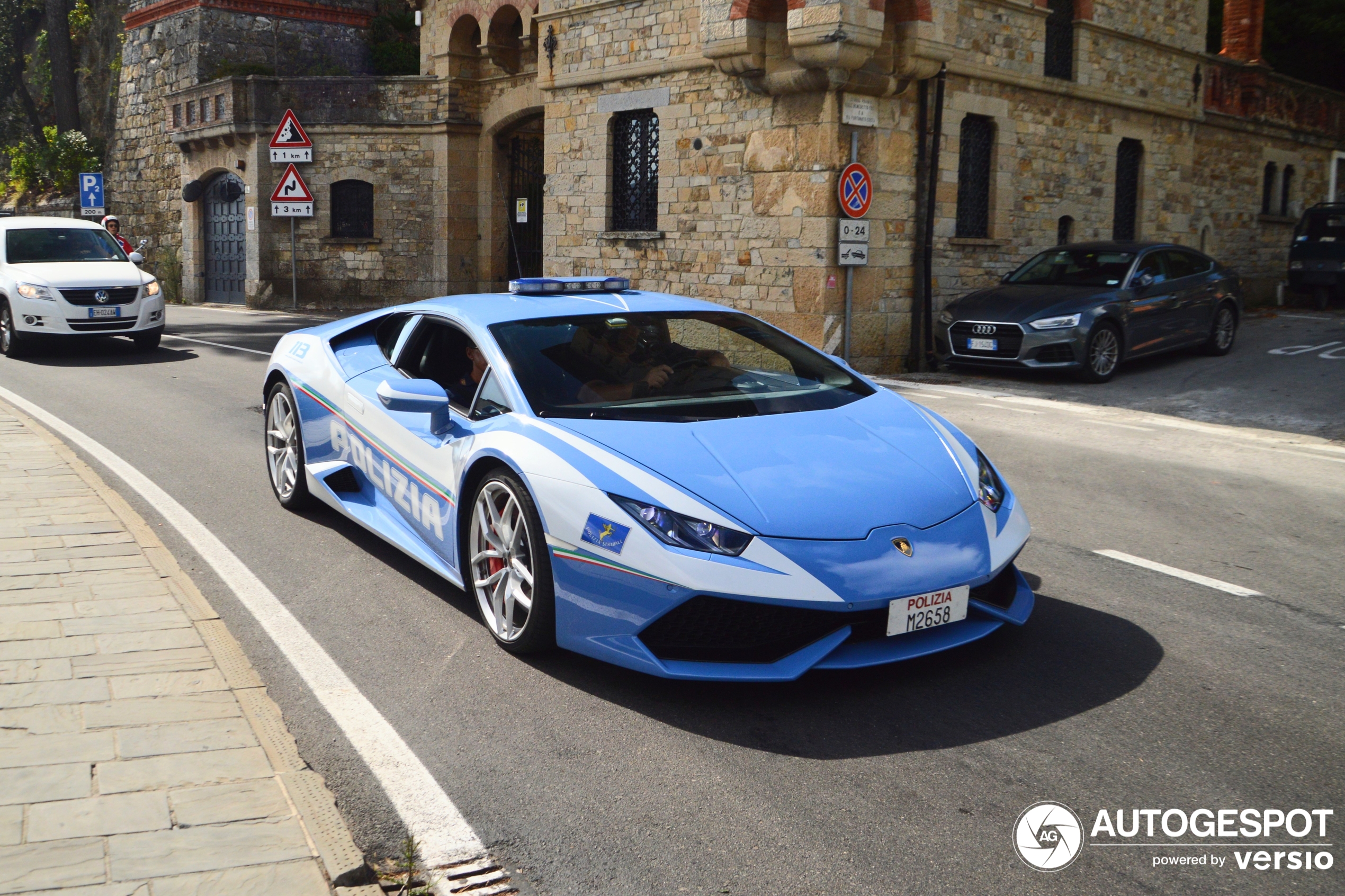 The Lamborghini Huracán LP610-4 Polizia shows up in Santa Margherita Ligure