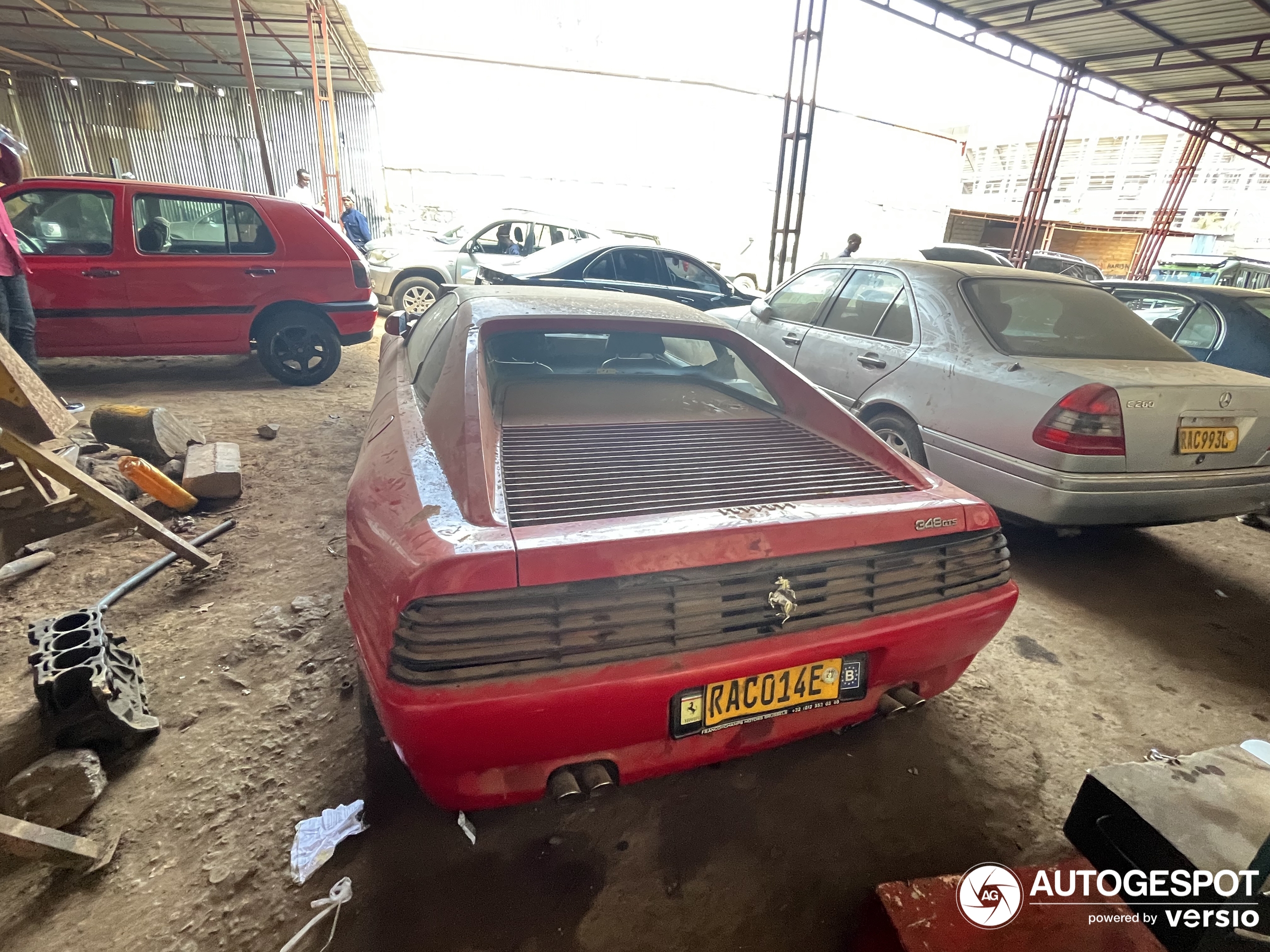 A rather neglected Ferrari 348 GTS is standing around in Kigali, Rwanda