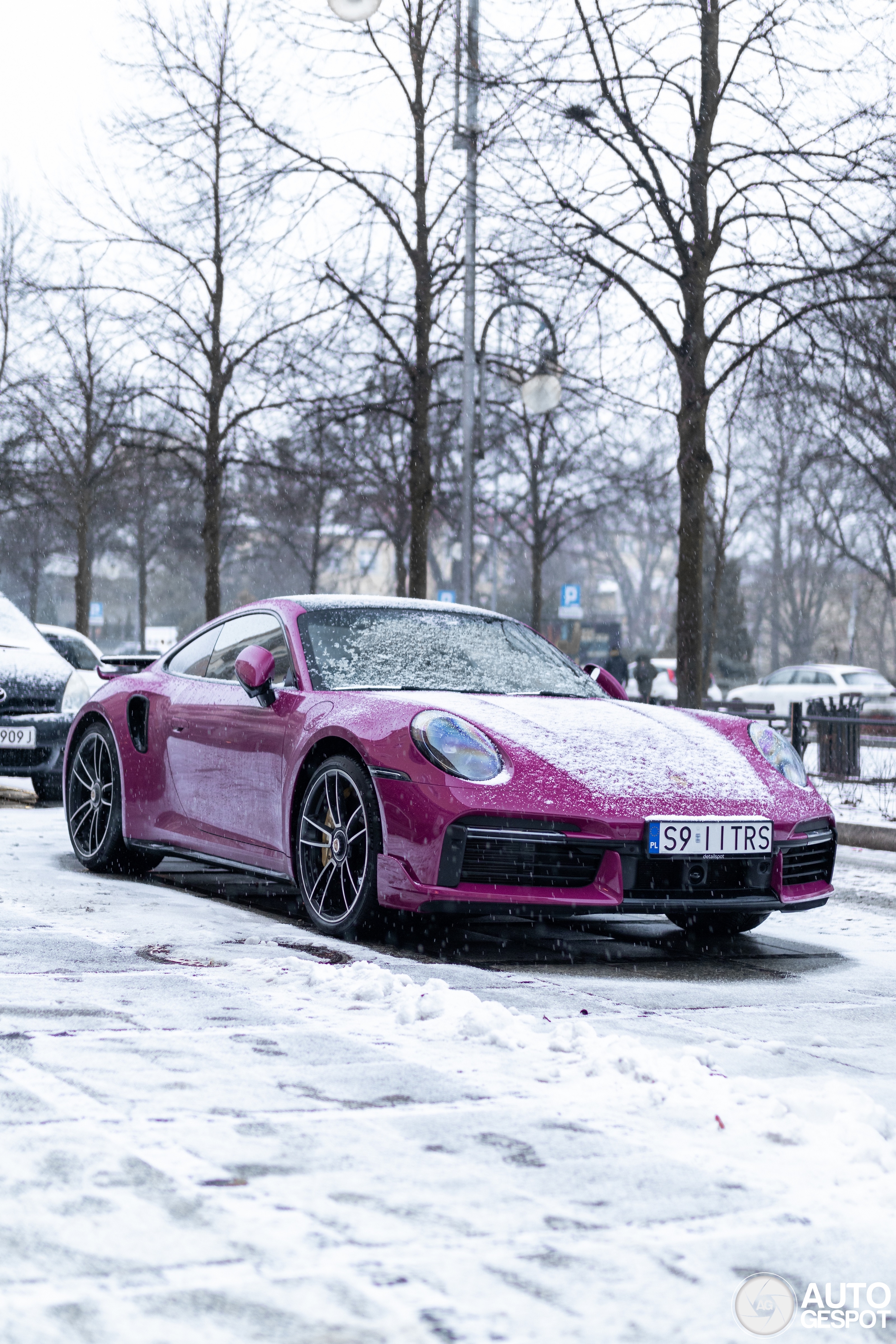 Der Turbo S fügt sich nahtlos in die winterliche Kulisse ein