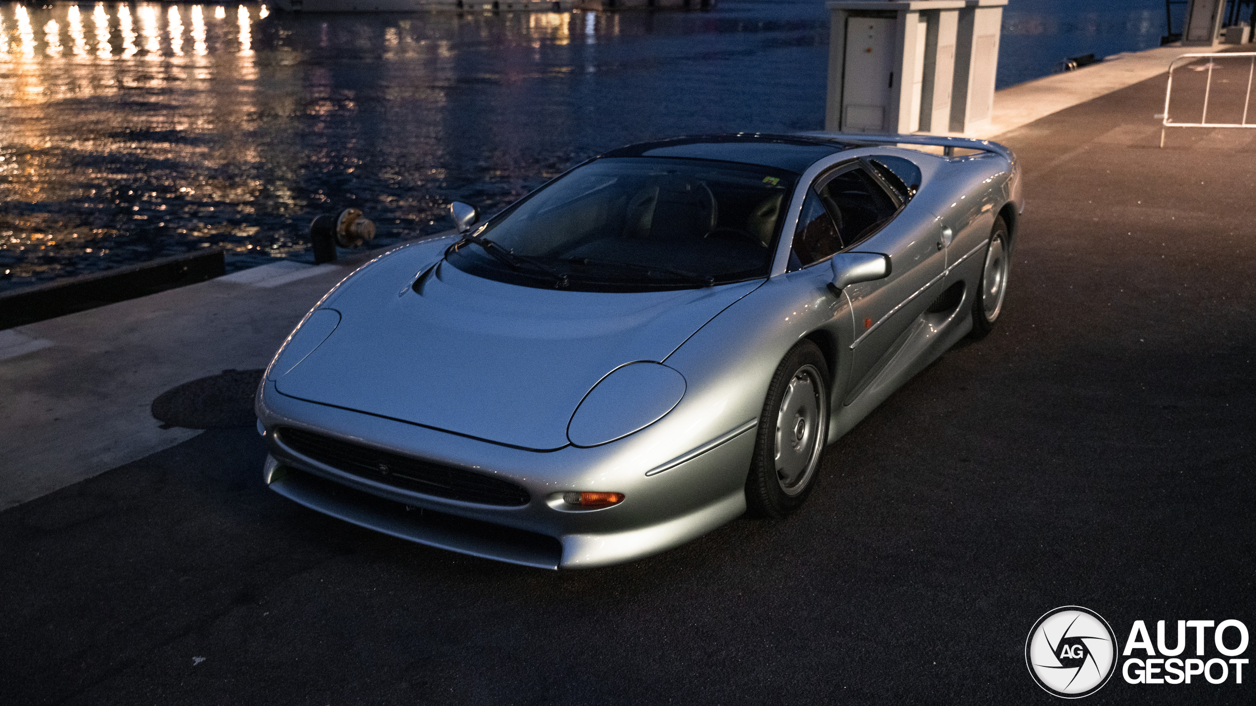 The super sports car Jaguar is featured as a model in the harbor of Monaco.