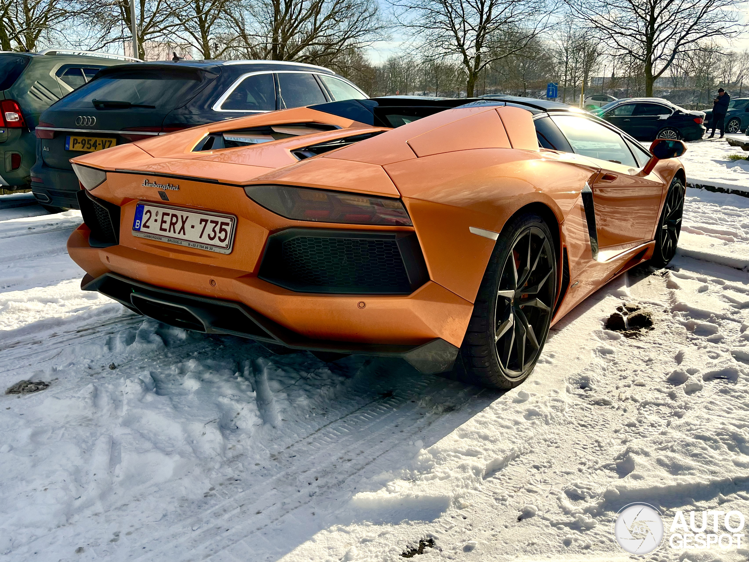 Lamborghini Aventador waagt het naar buiten te gaan