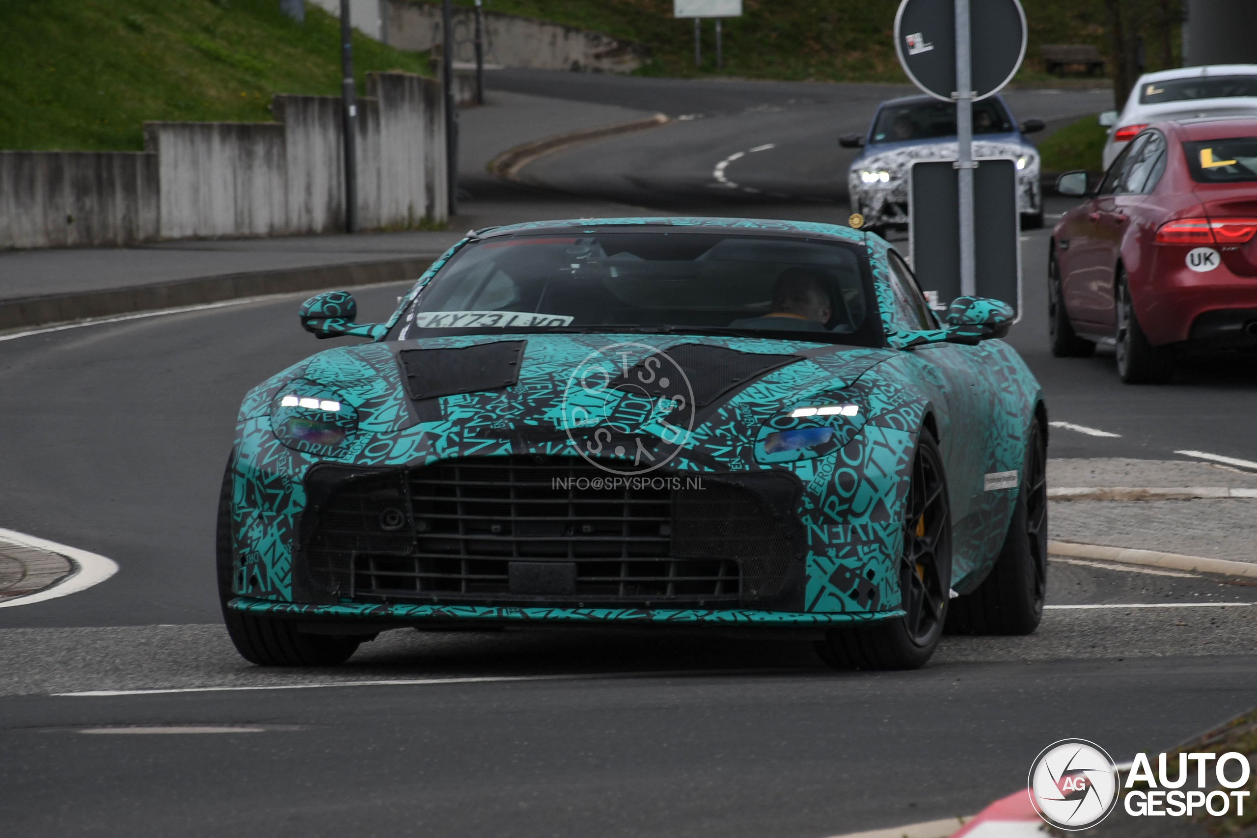 A new Aston Martin test car appears at the Nürburgring