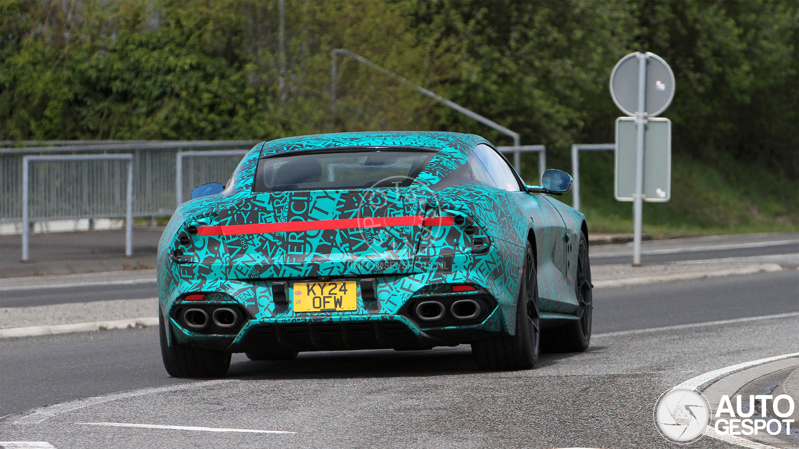 A new Aston Martin test car appears at the Nürburgring