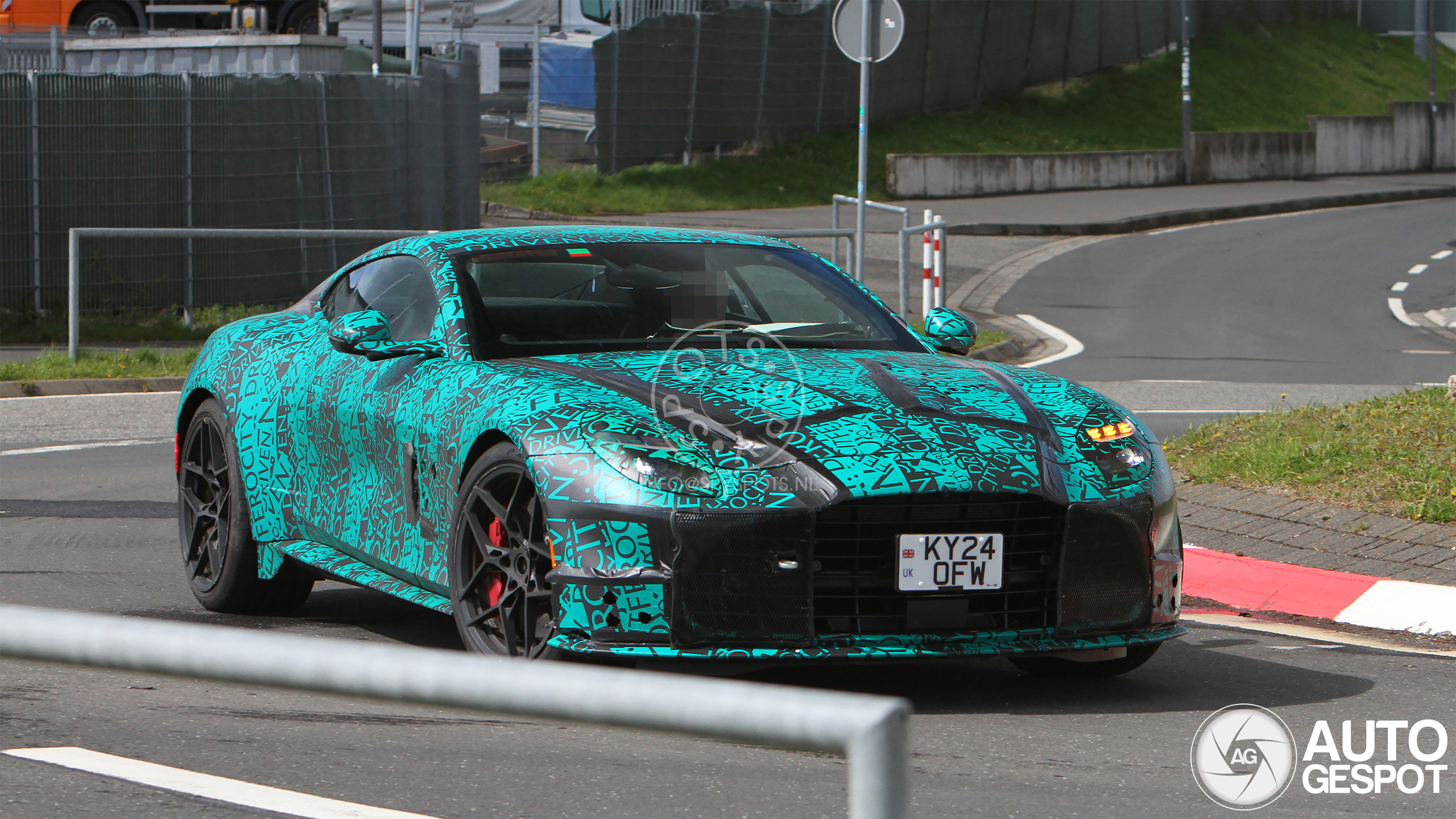 A new Aston Martin test car appears at the Nürburgring