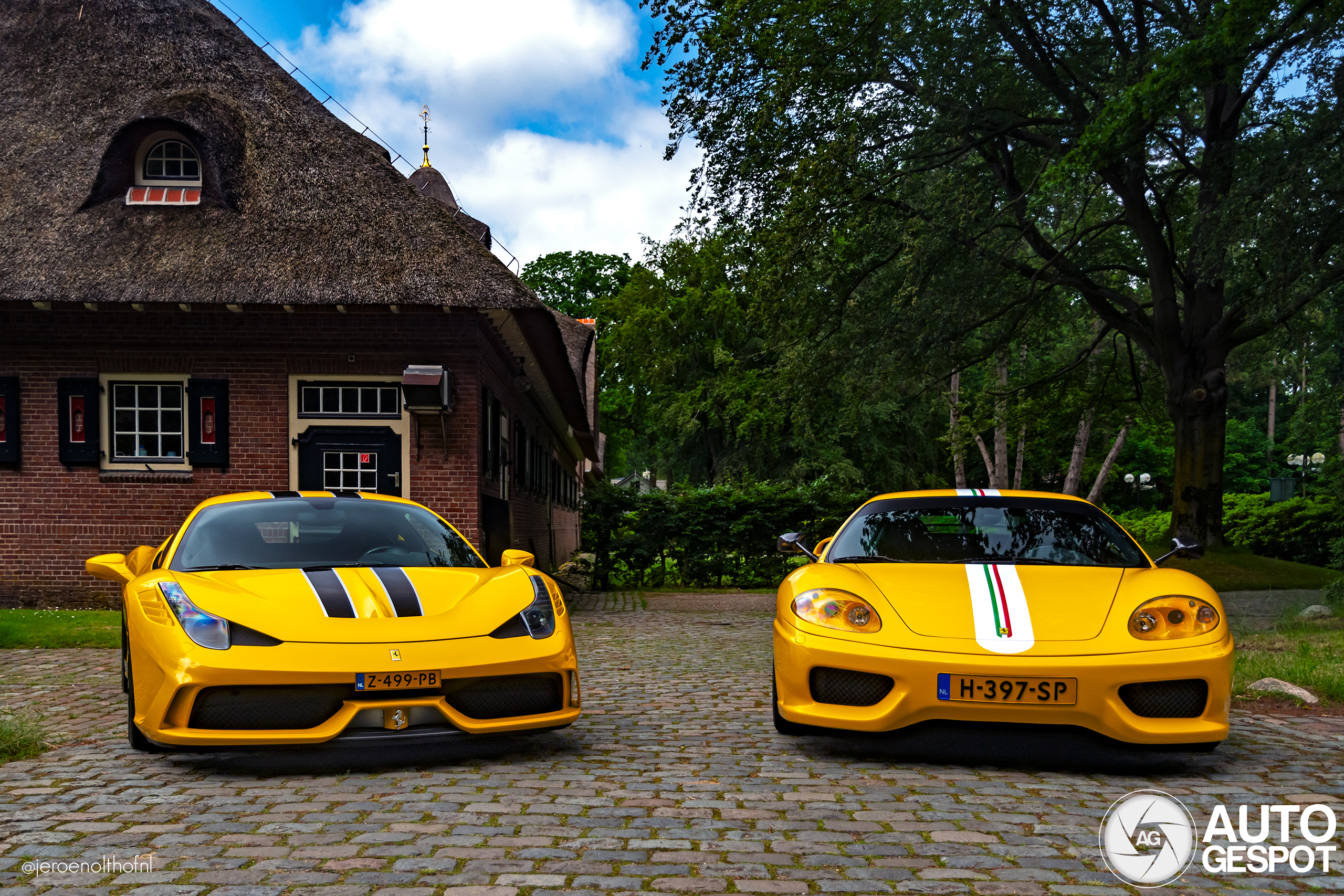 Beeindruckende Bilder zweier gelber Ferraris
