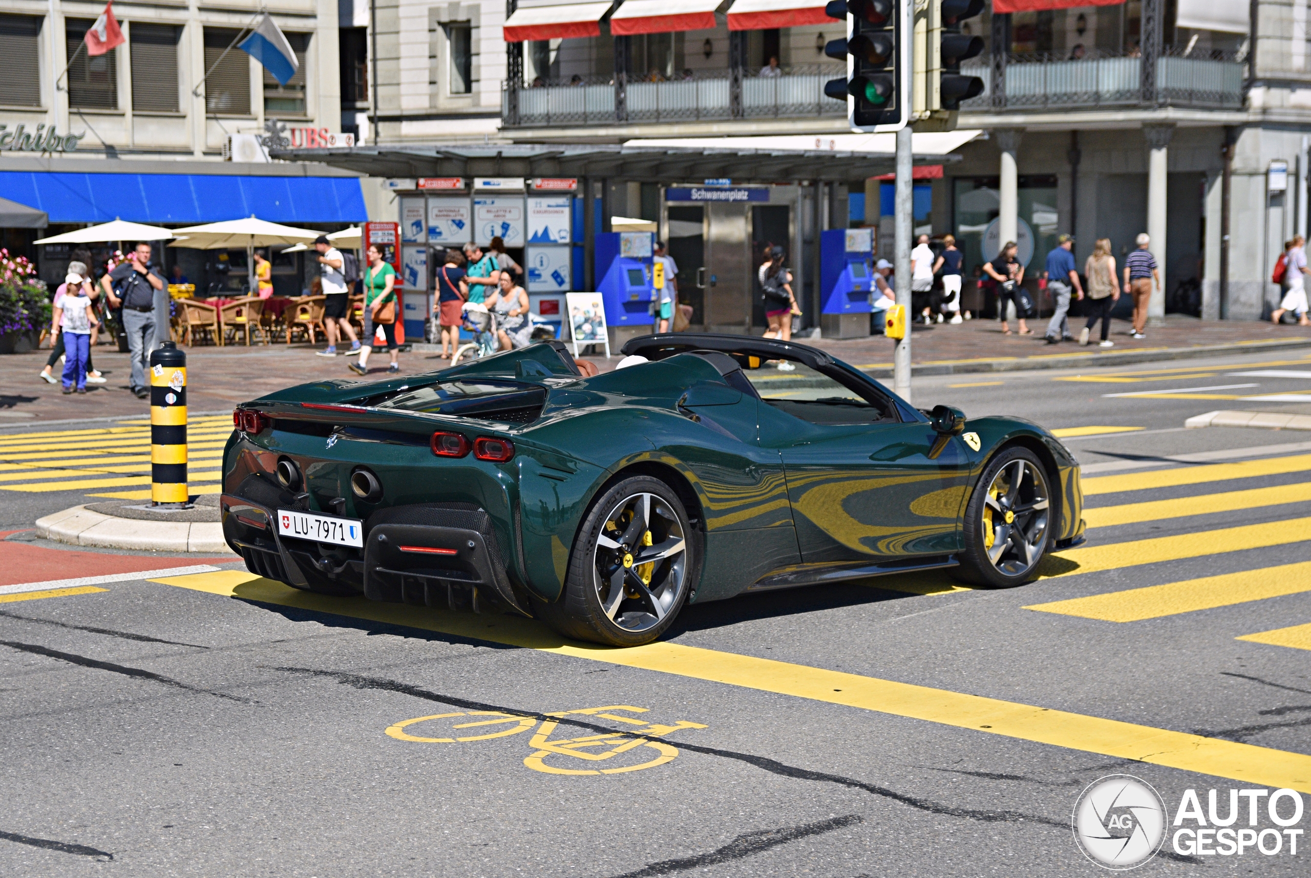 Stunning dark green Ferrari SF90 Spider spotted in Luzern