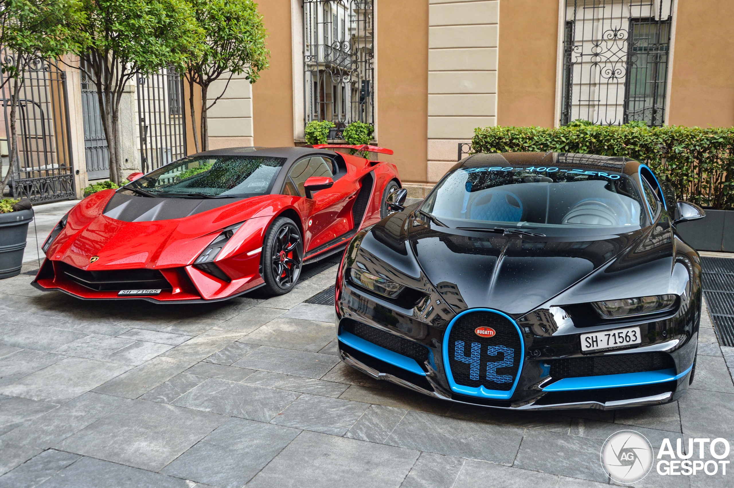 One-off Lamborghini Invencible spotted in Milan alongside a Bugatti Chiron