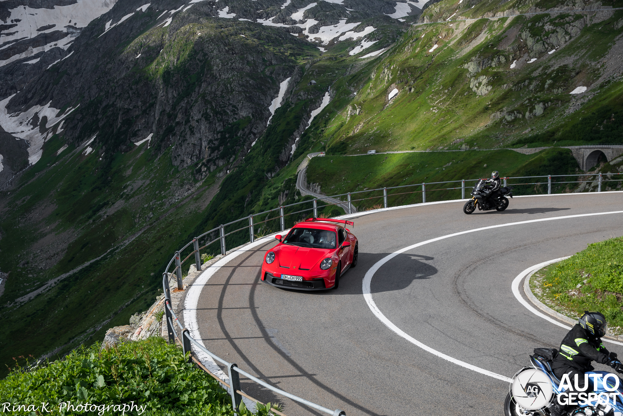 Porsche 992 GT3 on the historic Sustenpass