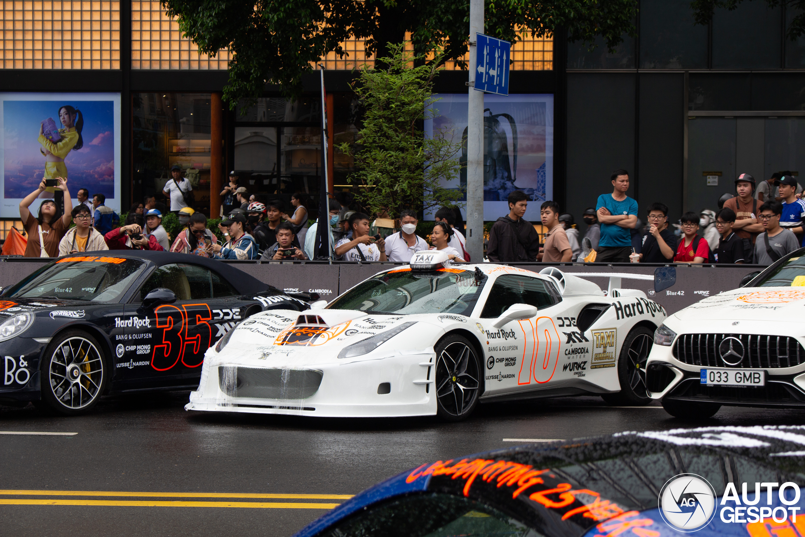 Gumball 3000: Ferrari transformed into Peugeot Taxi