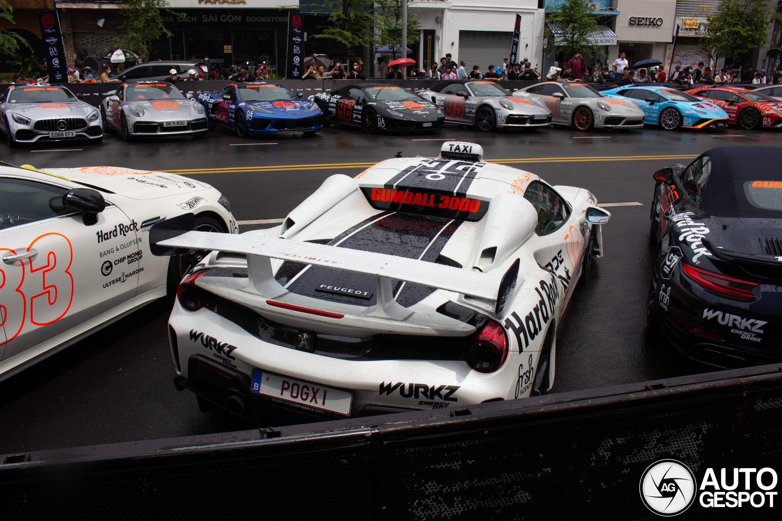 Gumball 3000: Ferrari transformed into Peugeot Taxi