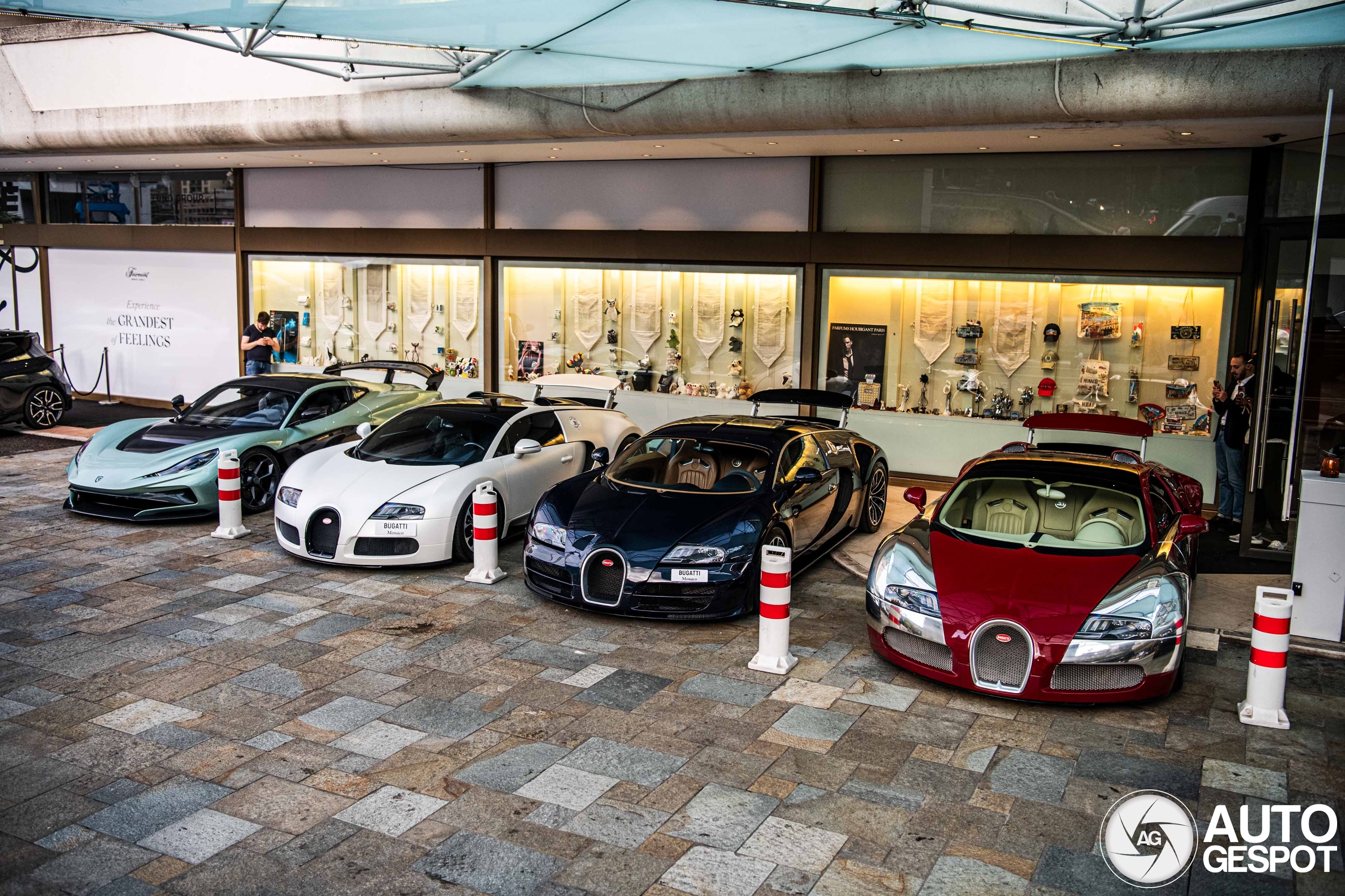 Bugatti Veyron trio meets Rimac Nevera in Monaco