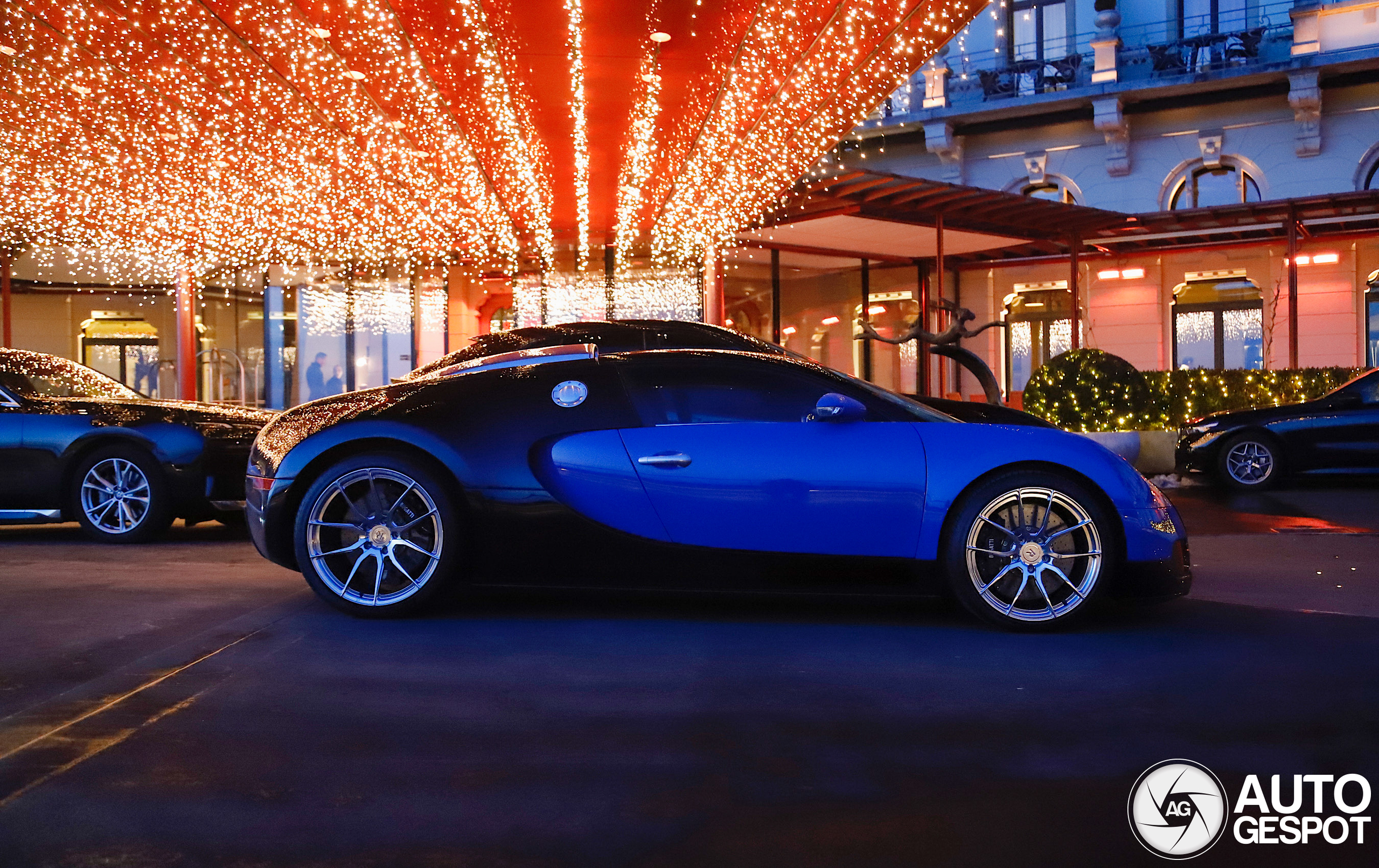 Een Bugatti Veyron in een winters januari