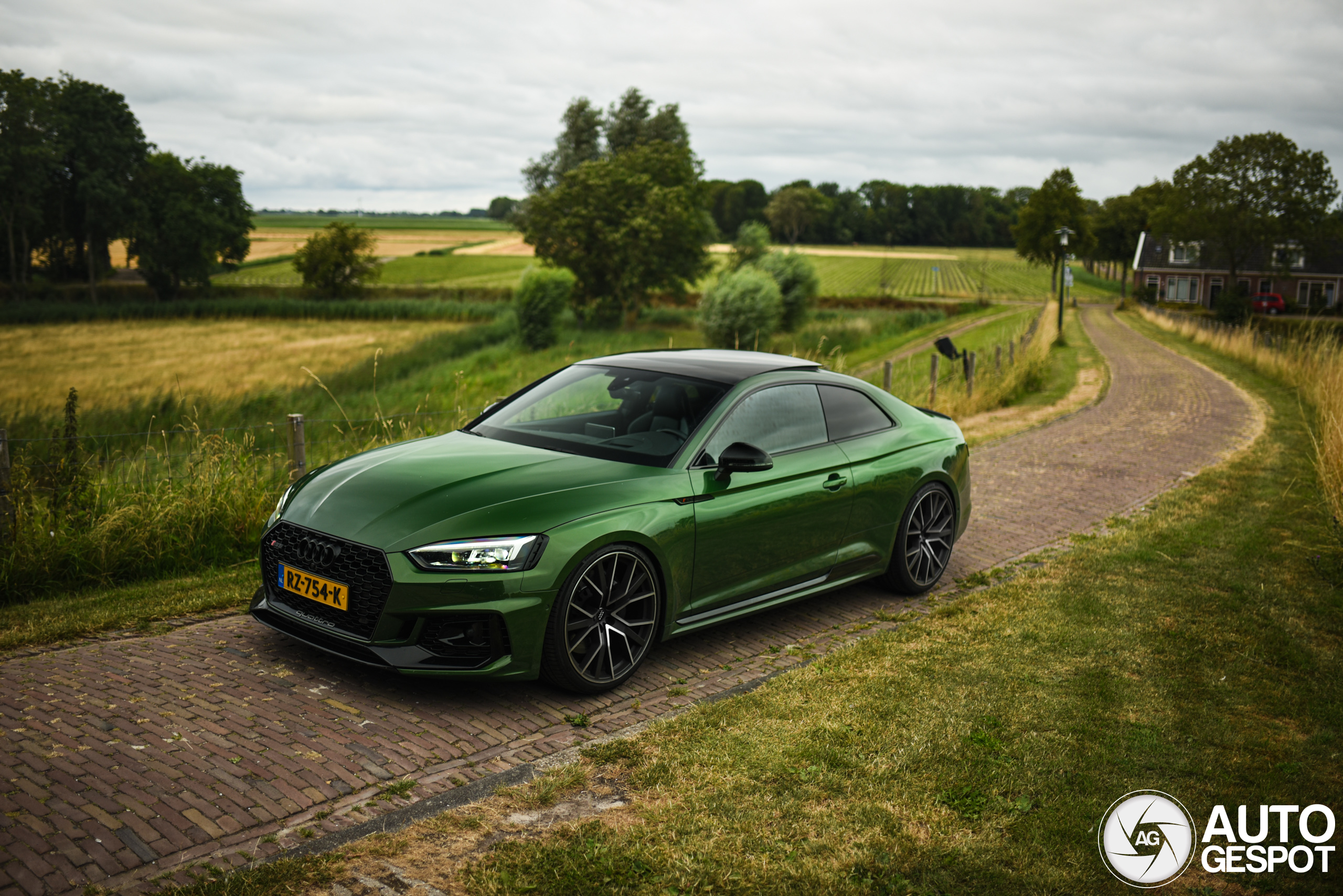Prachtige fotoshoot van een Audi RS5 op het boeren land